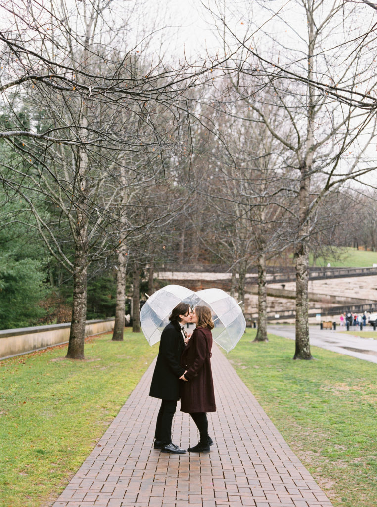 Biltmore Estate Engagement photo rainy day
