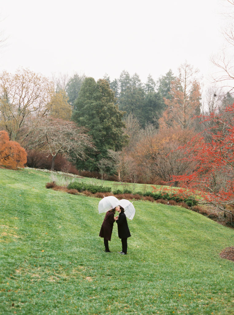 Biltmore Estate Engagement photo on rainy day