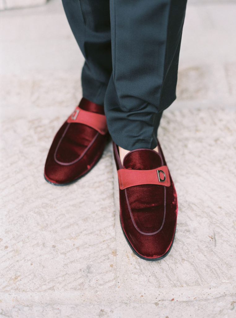 groom velvet wedding shoes