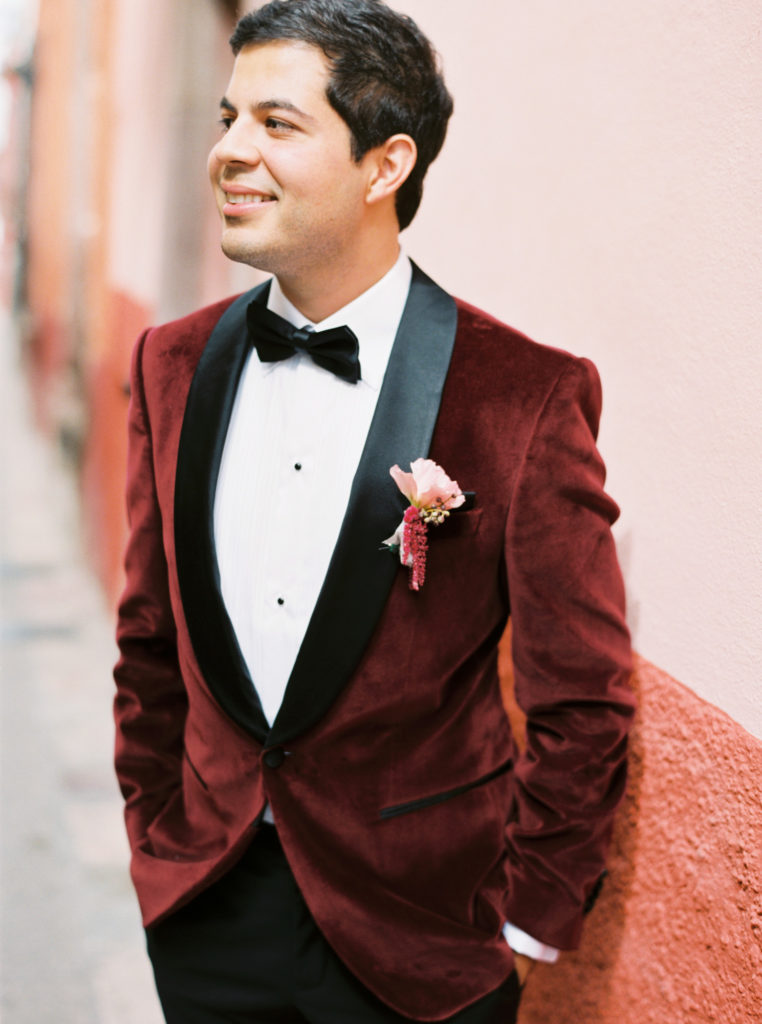 maroon velvet wedding suit