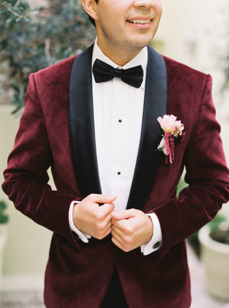maroon velvet wedding suit