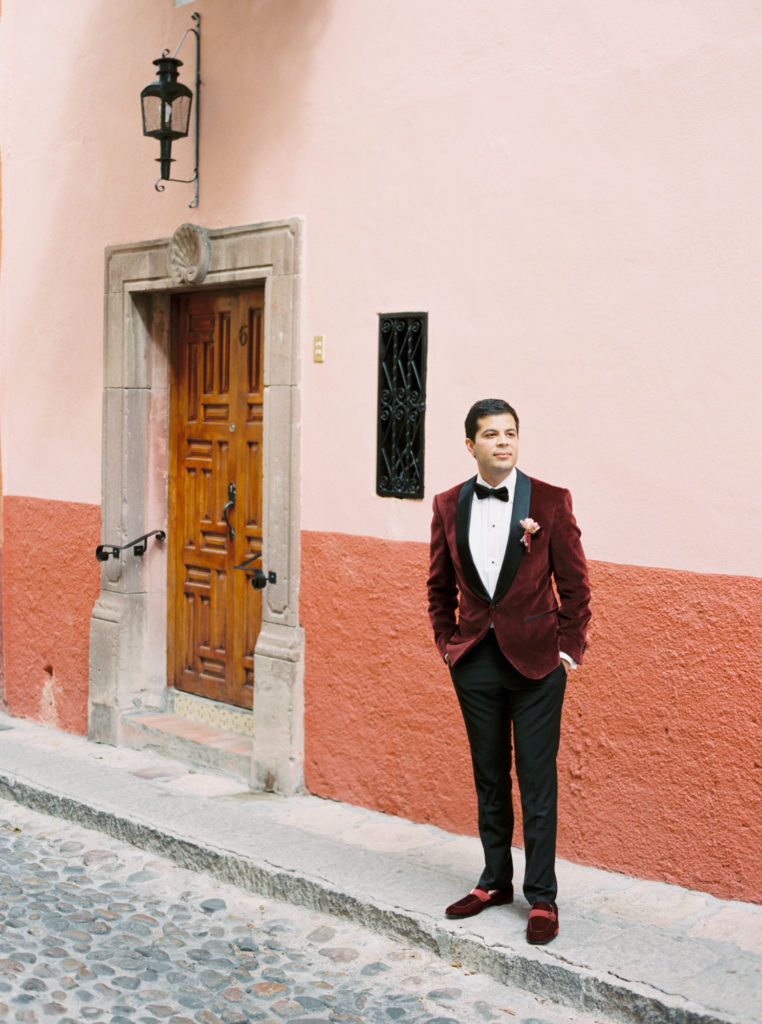maroon velvet wedding suit