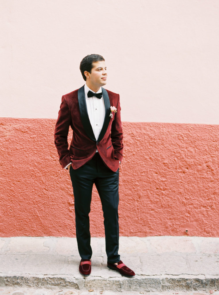 maroon velvet wedding suit
