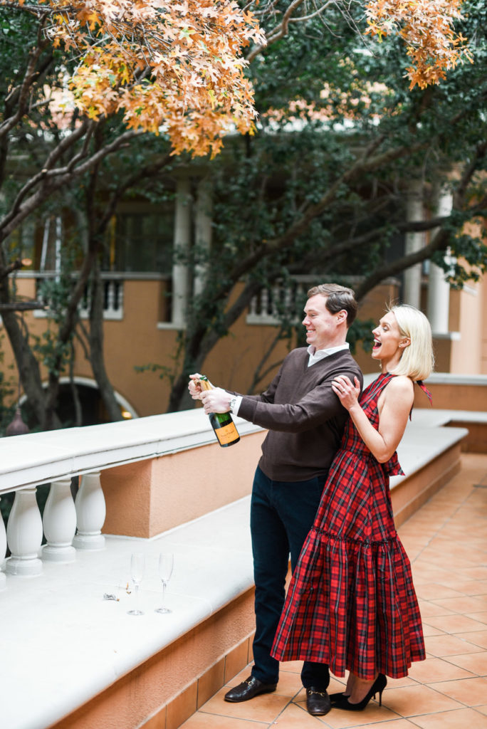 champagne pop engagement session